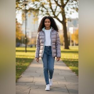 Champion girl’s Puffer Jacket - Gray and Mint